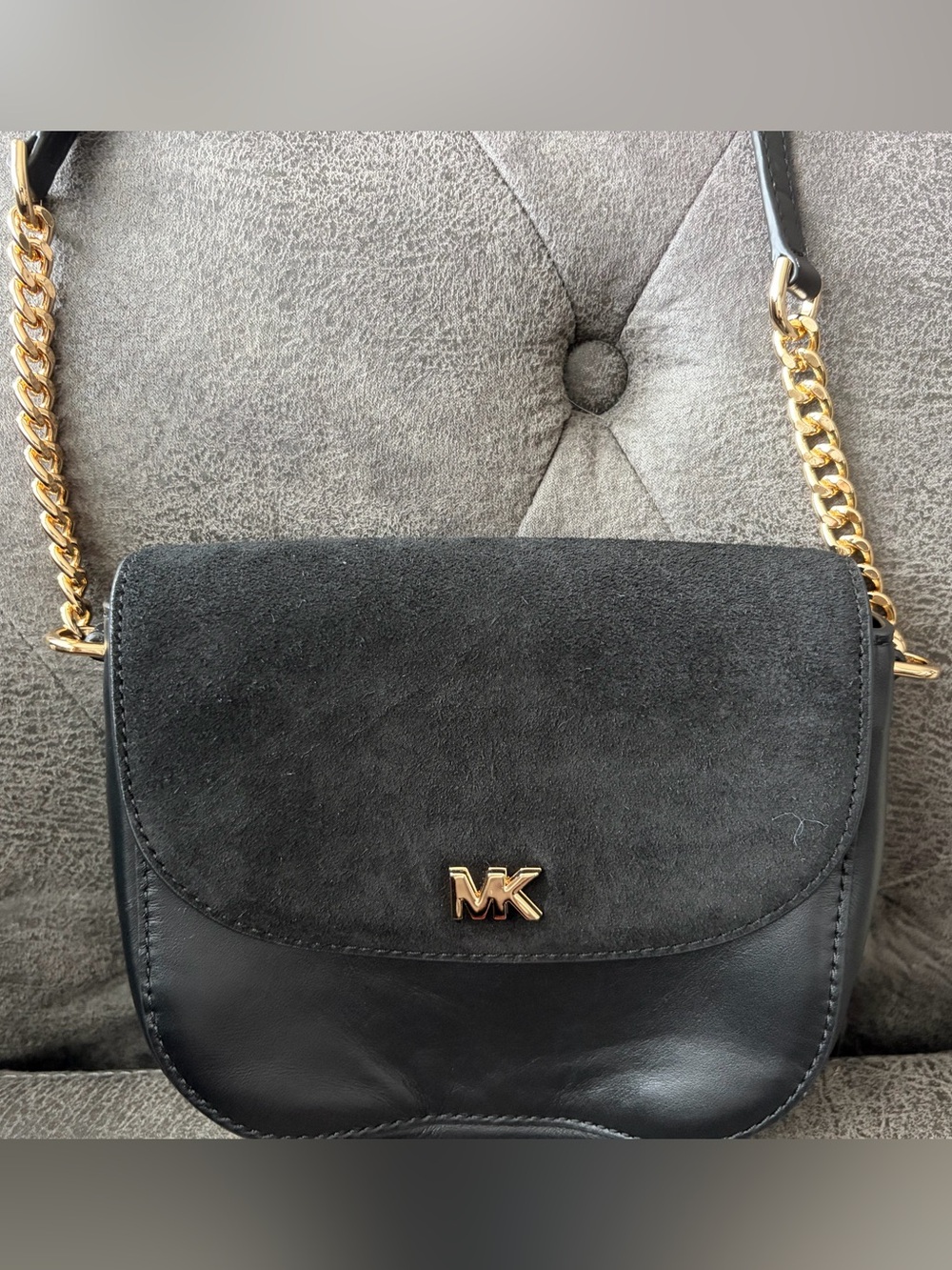 Michael Kors Mott Leather & Suede Dome Crossbody Bag